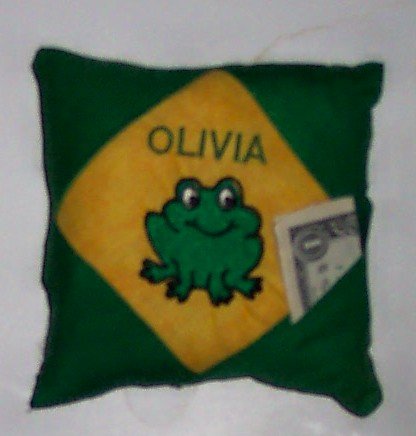 PERSONALIZED tooth fairy pillow FROG