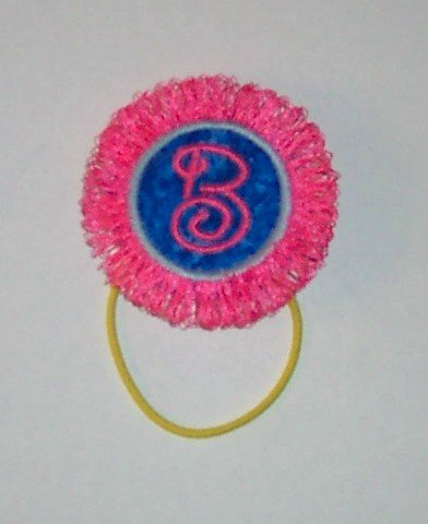 FRINGE Pony Tail Holder - Adorable pink with blue