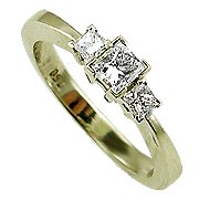 18K Yellow Gold Three Stone Ring - You Save $1,157.07