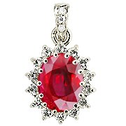 18K White Gold Ruby/Diamond Drop Pendant - You Save $2,525.49
