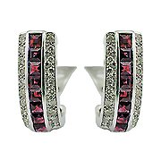 18K White Gold Ruby/Diamond Hoop Earrings - You Save $3,943.71