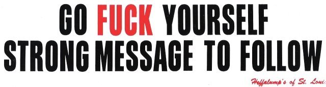 GO FUCK YOURSELF STRONG MESSAGE TO FOLLOW Bumper Sticker
