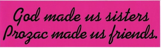 God made us sisters. Prozac made us friends. Bumper Sticker
