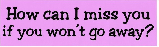 How can I miss you if you won't go away? Bumper Sticker