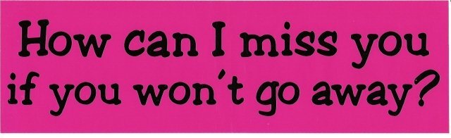 How can I miss you if you won't go away? Bumper Sticker