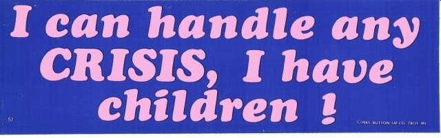 I can handle any CRISIS, I have children! Bumper Sticker