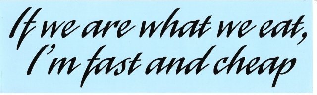 If we are what we eat, I'm fast and cheap Bumper Sticker