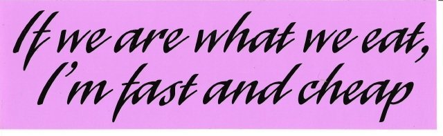 If we are what we eat, I'm fast and cheap Bumper Sticker