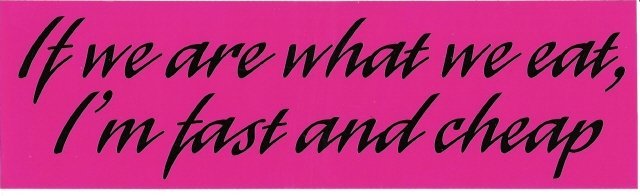 If we are what we eat, I'm fast and cheap Bumper Sticker