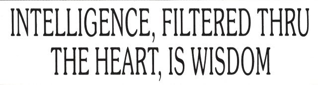 INTELLIGENCE, FILTERED THRU THE HEART, IS WISDOM Bumper Sticker