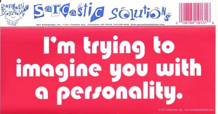 I'm trying to imagine you with a personality. Bumper Sticker