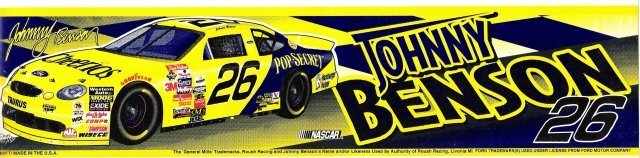 JOHNNY BENSON #26 Bumper Sticker