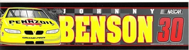 JOHNNY BENSON #30 Bumper Sticker