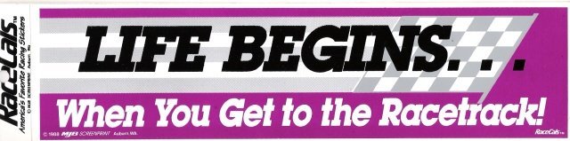 LIFE BEGINS When You Get to the Racetrack! Bumper Sticker