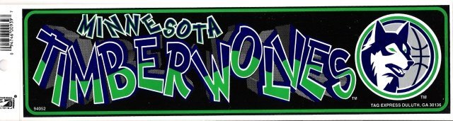 MINNESOTA TIMBERWOLVES Bumper Sticker