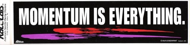 MOMENTUM IS EVERYTHING. Bumper Sticker
