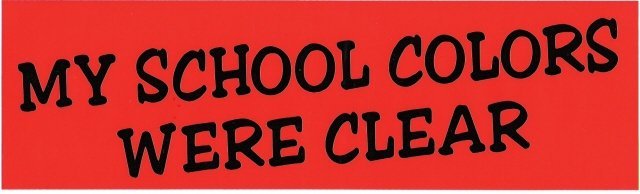 MY SCHOOL COLORS WERE CLEAR Bumper Sticker