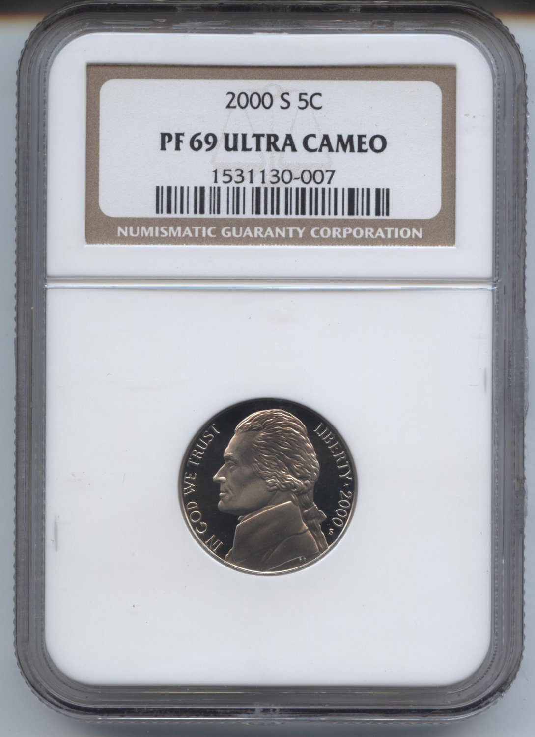 2000 proof 69 ultra cameo jefferson nickel