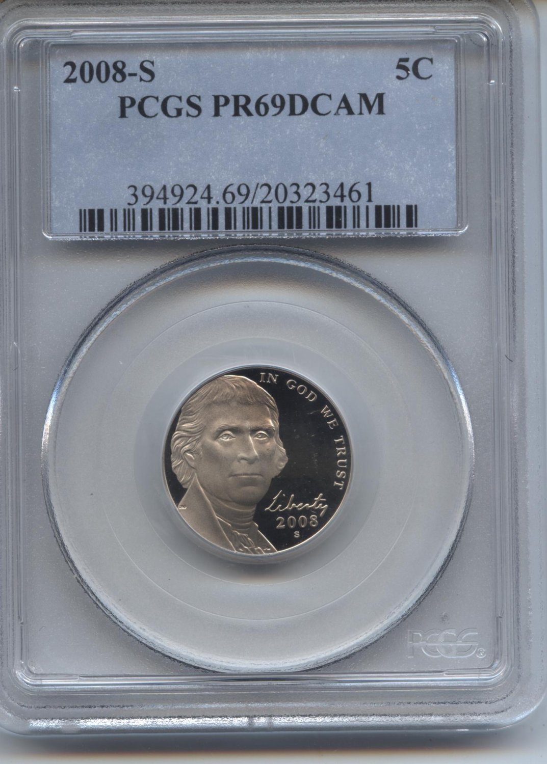 2008 proof 69 deep cameo jefferson nickel