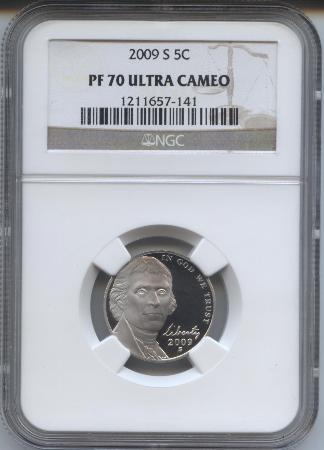 2009 proof 70 ultra cameo jefferson nickel