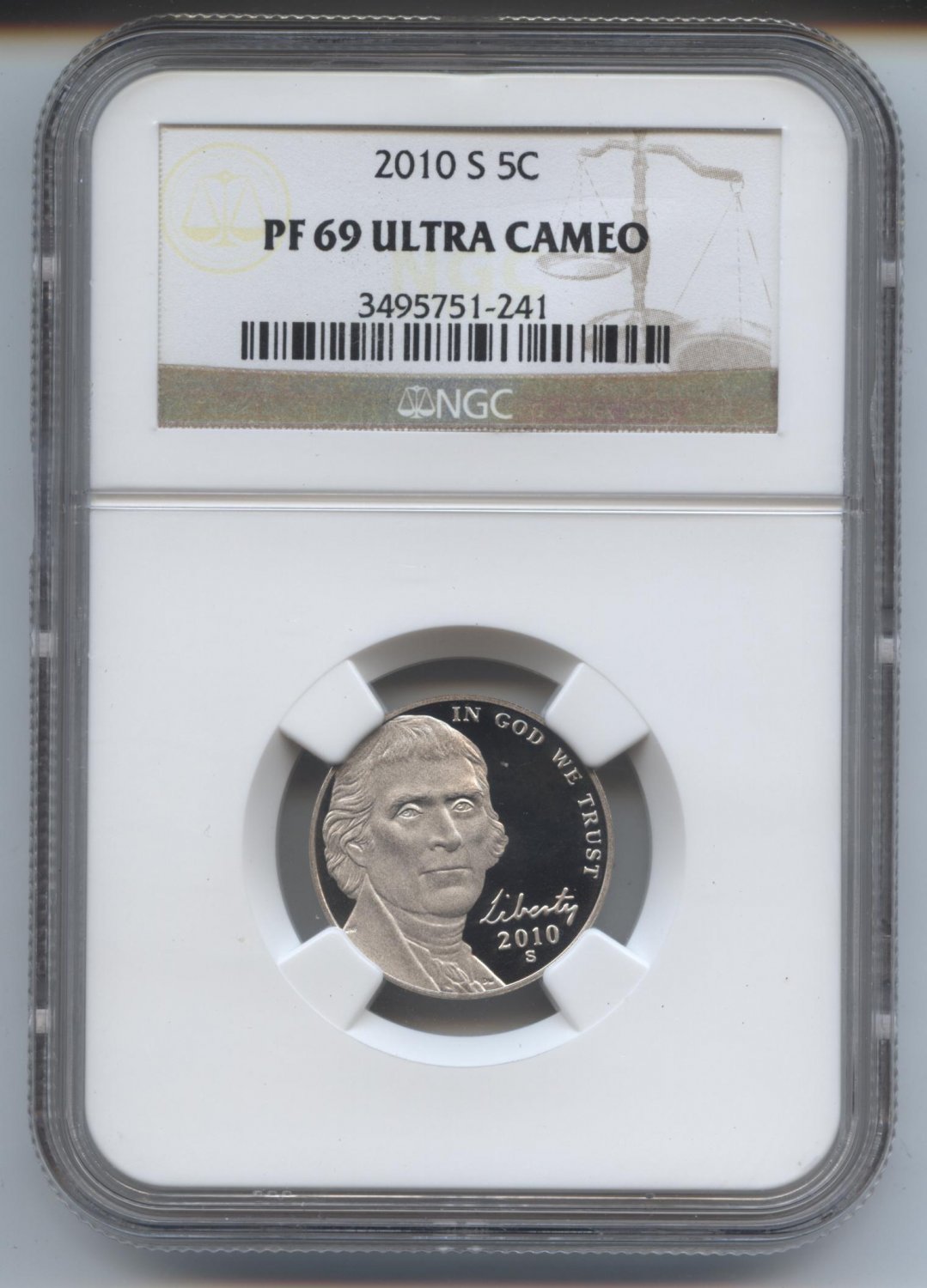 2010 proof 69 ultra cameo jefferson nickel