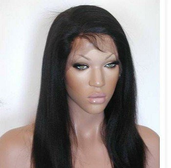 14" Full Lace Wig Indian Remy Yaki Straight...#1B (Off Black)