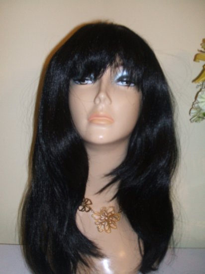 18" Layer Style Yaki Straight Synthetic Wig w/ Bang #1(Jet Black)