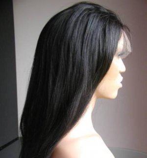 14 Inch Full Lace Wig Yaki Straight, #1 (Jet Black)