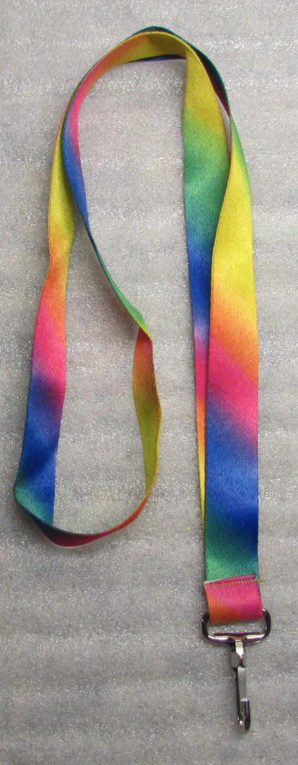 Rainbow Colors LANYARD KEY CHAIN Ring Keychain ID Holder NEW