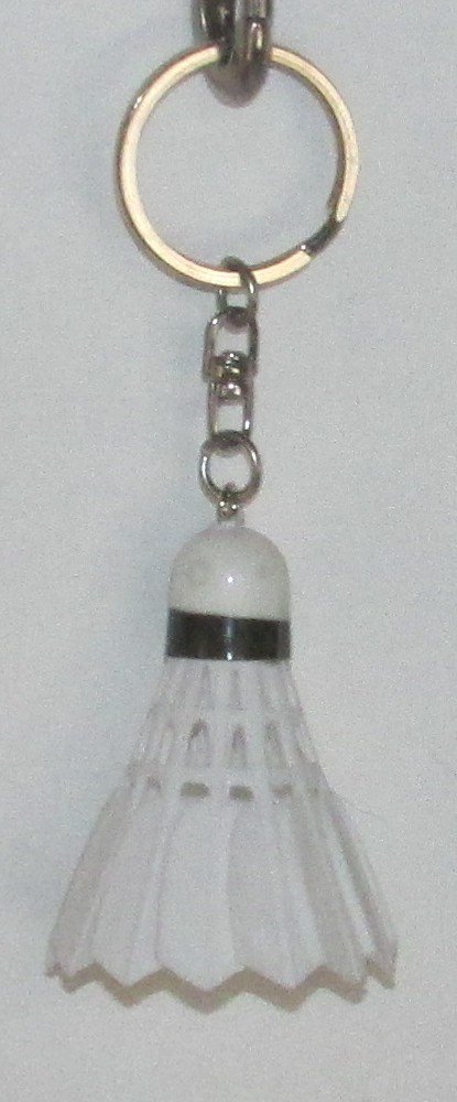 BADMINTON White SHUTTLECOCK Birdie KEY CHAIN Keychain NEW Badmiton