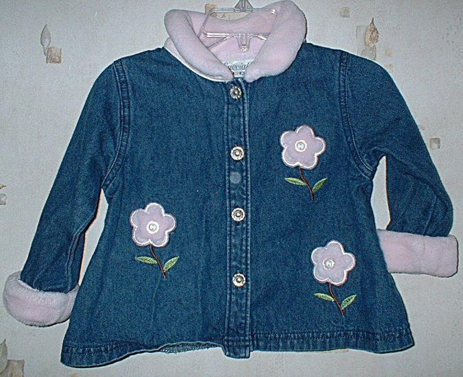 18 Mth Denim shirt with Fleece collar, cuffs, and accents