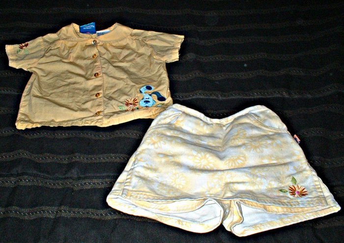 Blues Clues Button Down Shirt and Daisy Print Denim Skort 3T