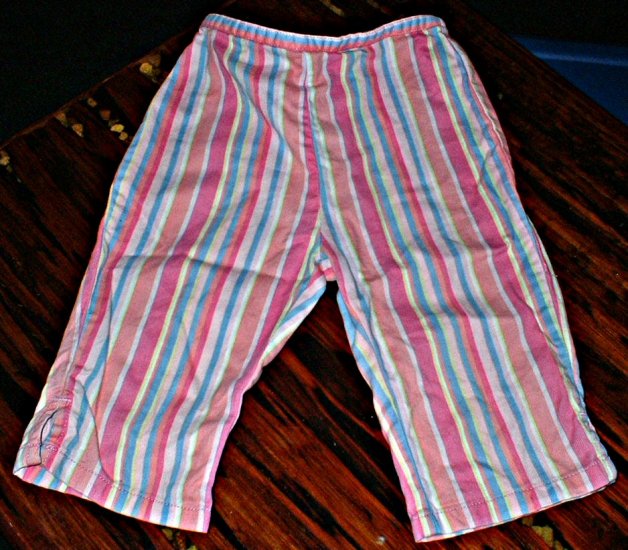 Girls Pink, Blue, Yellow Candy Striped Capris 3T