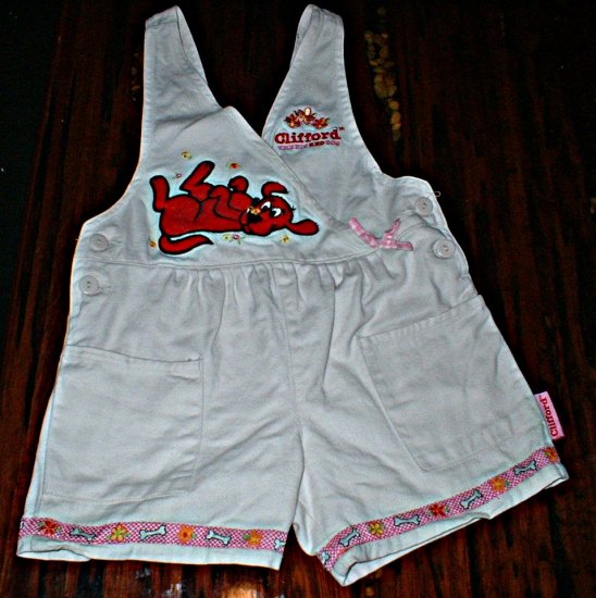 Clifford The Big Red Dog Overalls with Print Trim 3T