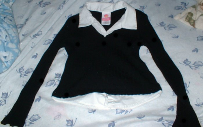 Girls Layerd Look Black Sweater Medium 6
