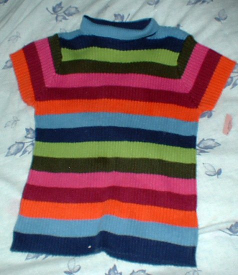 Girls 6xl Multicolored Striped Ribbed Sweater