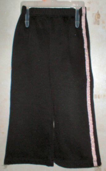 Girls 24mth Black Wide Leg Pants with Pink Side Stripe