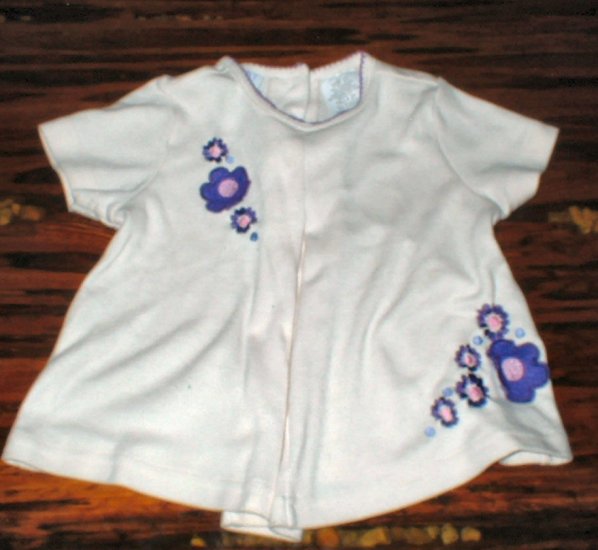 Girls Cream Swing Top with Purple Flowers 2T
