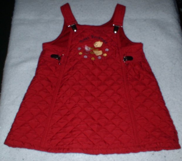 Girls Maroon Quilted Winnie The Pooh Dress 3T