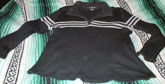 Womens Black Rib Knit Collared Sweater 22 24