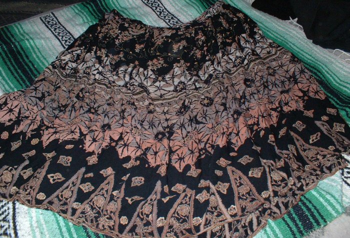 Womens Black Skirt with Autumn Leaves Design Sz Large