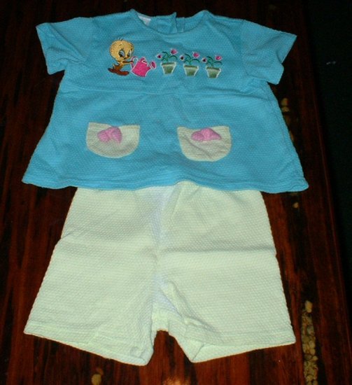 Girls 24 Mth Looney Tunes Shorts Set Tweety Bird