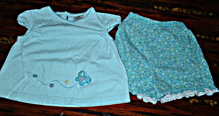 Girls 24 Mth 2 Piece Butterfly Shorts Set