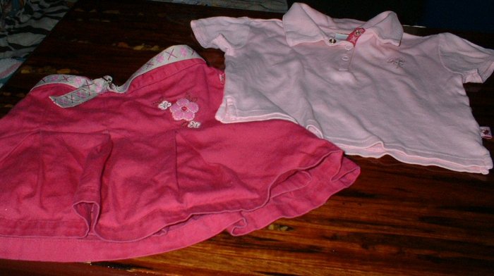 Girls 2T Pink Tennis Skirt and Polo Shirt Set