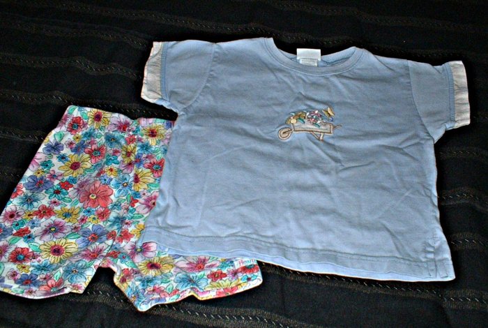 Girls Blue and Cream Shorts Set 3T