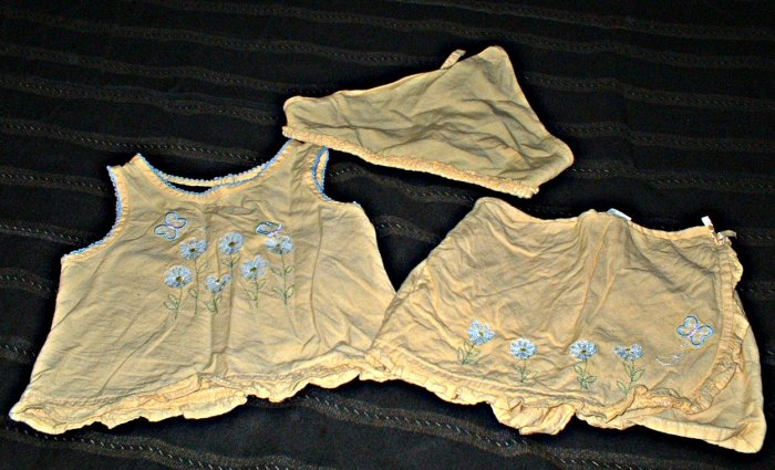 Girls 3 Pc Yellow and Blue Butterfly Skort Set 3T