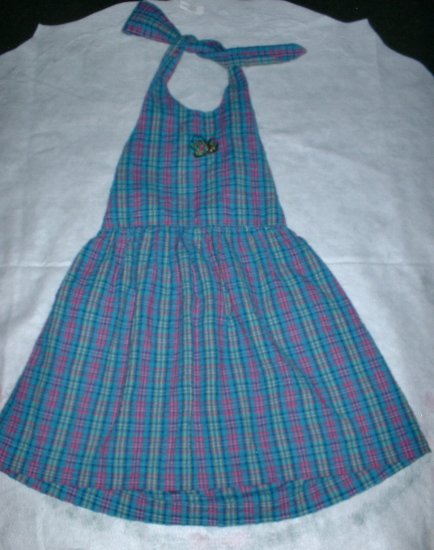 Girls 4 5 Blue and Pink Plaid Halter Dress