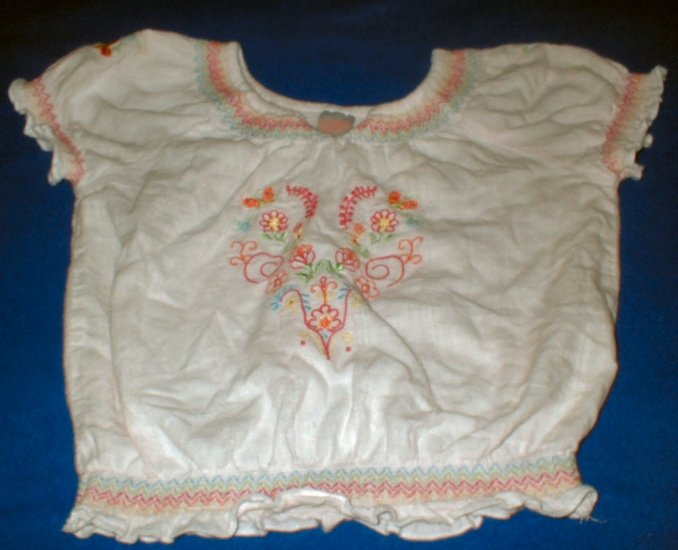 Girls White Embroidered Peasant Blouse 4T
