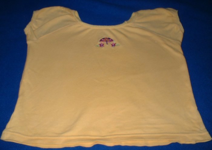 Girls Yellow Top with Capped Sleeves and Embroidery 3T