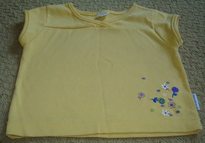 Girls Yellow Mock Wrap Shirt with Embroidery 2T